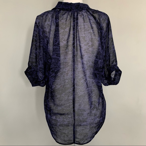 Sheer Blue Snake Print Top - Picture 3 of 8